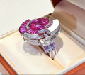 Pink Pitaya Disc 925 Sterling Silver Ring